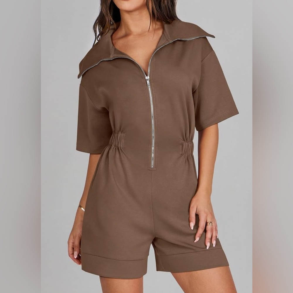 NWT Brown Short Sleeve Jumpsuit XL